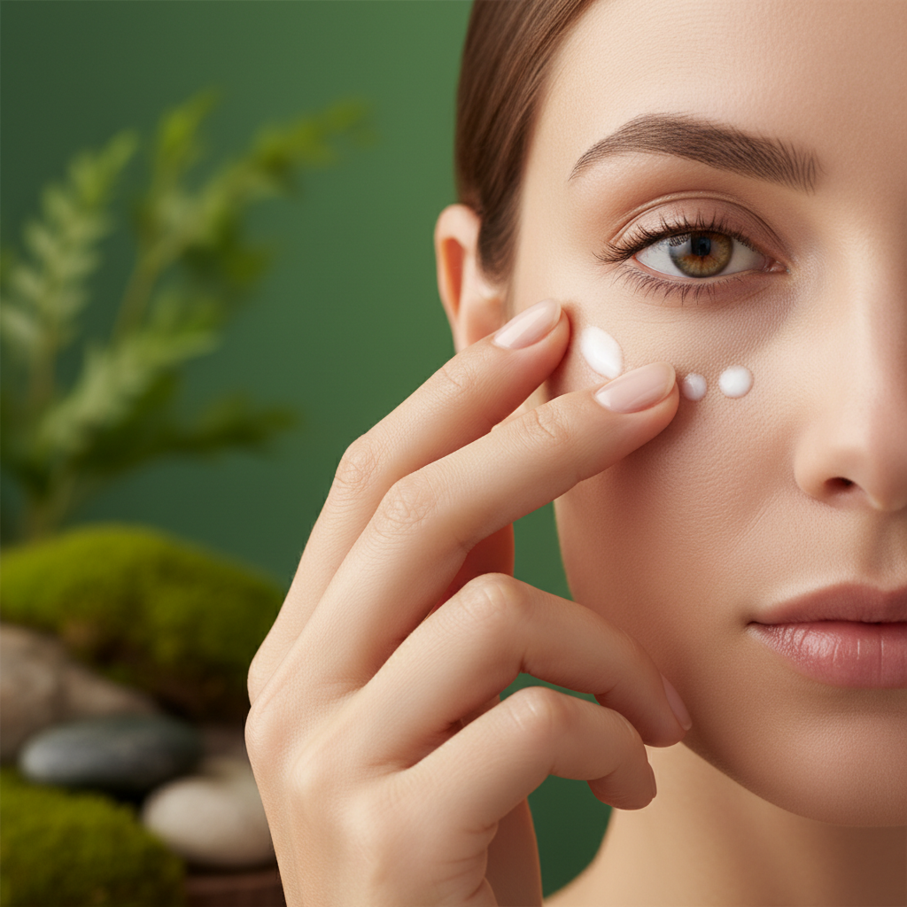 Application — Eye cream how-to-use with integrated background