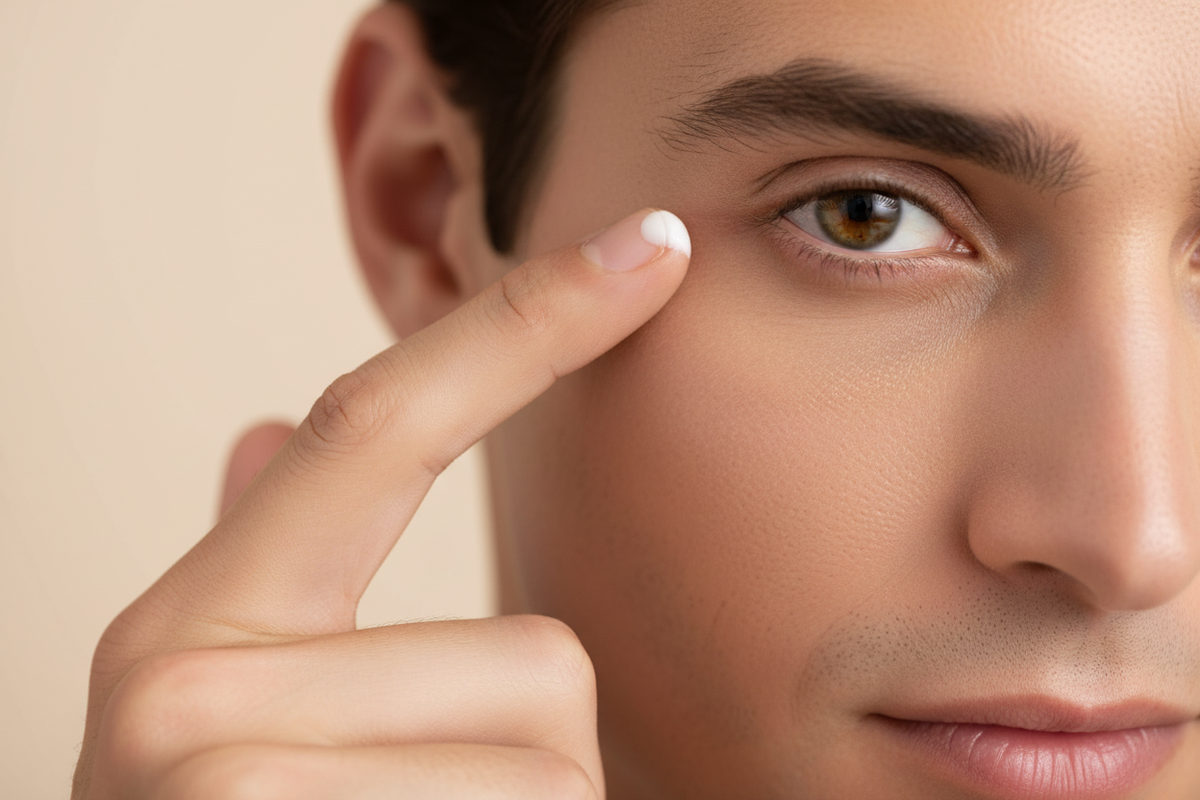 Man Applying Eye Cream